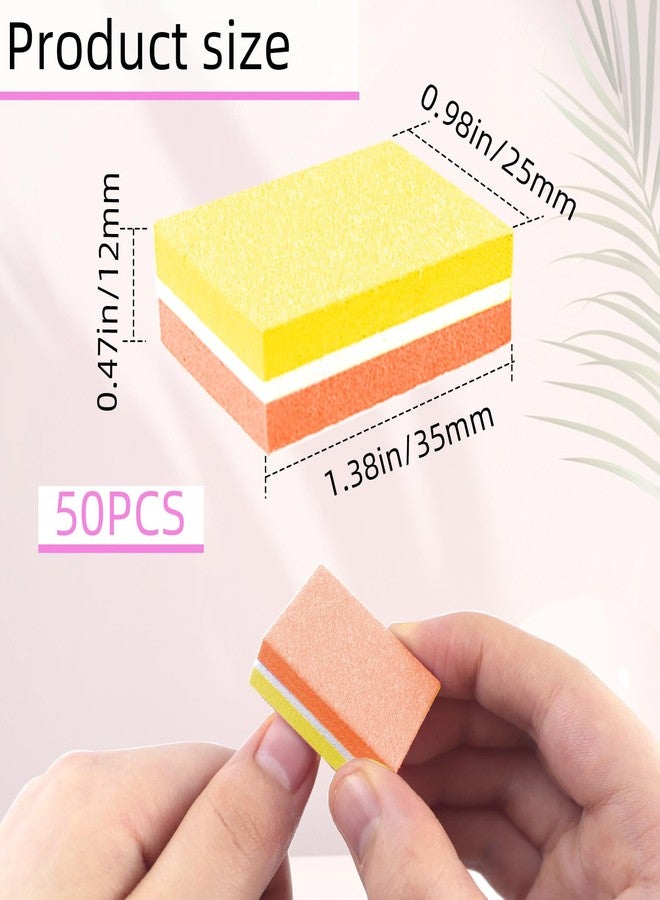 TKYZMS 50 Pcs Sponge Nail Buffers,100/180 Grit Mini Nail Files,Mini Buffer Block Nail File for Acrylic & Natural Nails,Double-Sided Buffing Blocks for Manicure & Pedicure,Salon & Home Use(Yellow and Orange) - Image 2